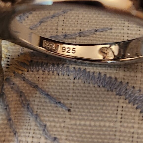 JTV Mosaic Mother of Pearl Topaz Zircon 925 Silver Ring - Picture 8 of 8